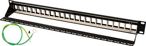 Vertical 24 Port 1U Blank Patch Panel With Ground For Shielded Jacks