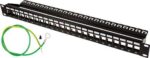 Vertical 24 Port 1U Blank Patch Panel With Ground For Shielded Jacks