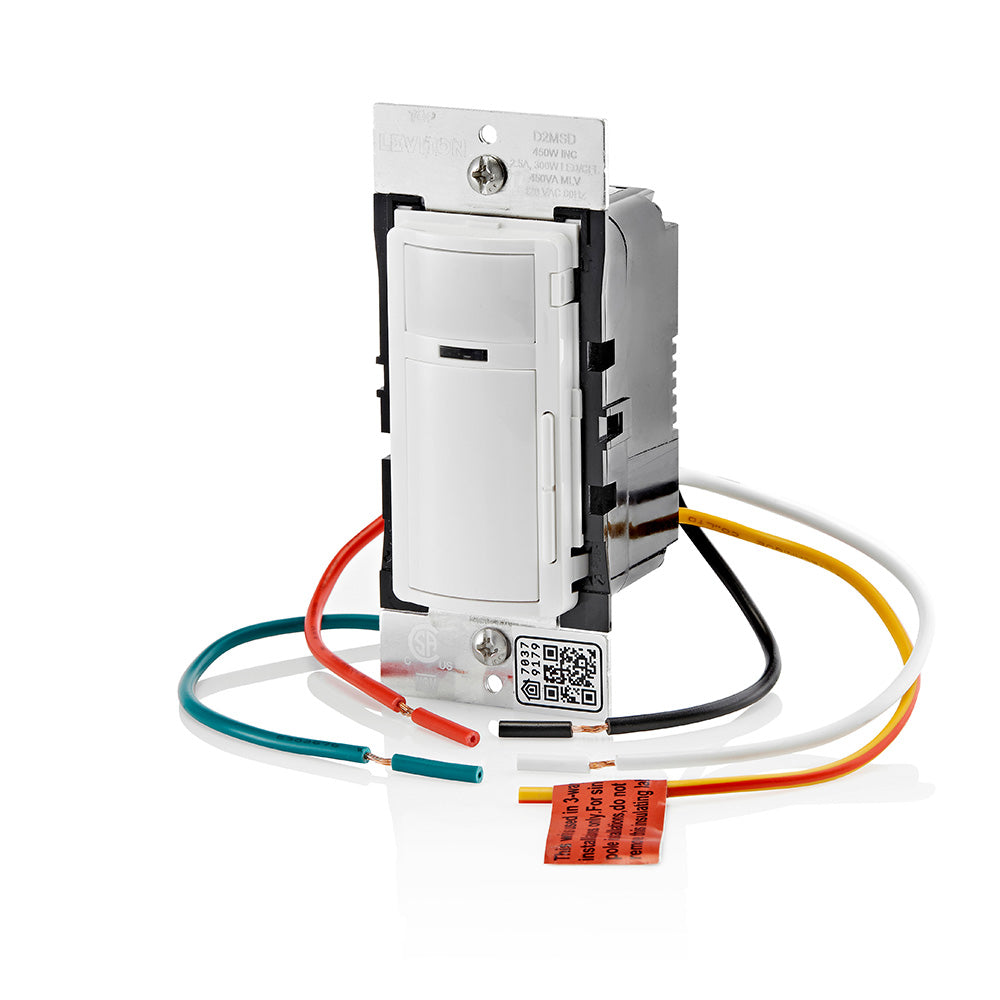 Leviton D2MSD-1BW Decora Smart Motion Sensing Dimmer Switch, Wi-Fi, Neutral Wire Required