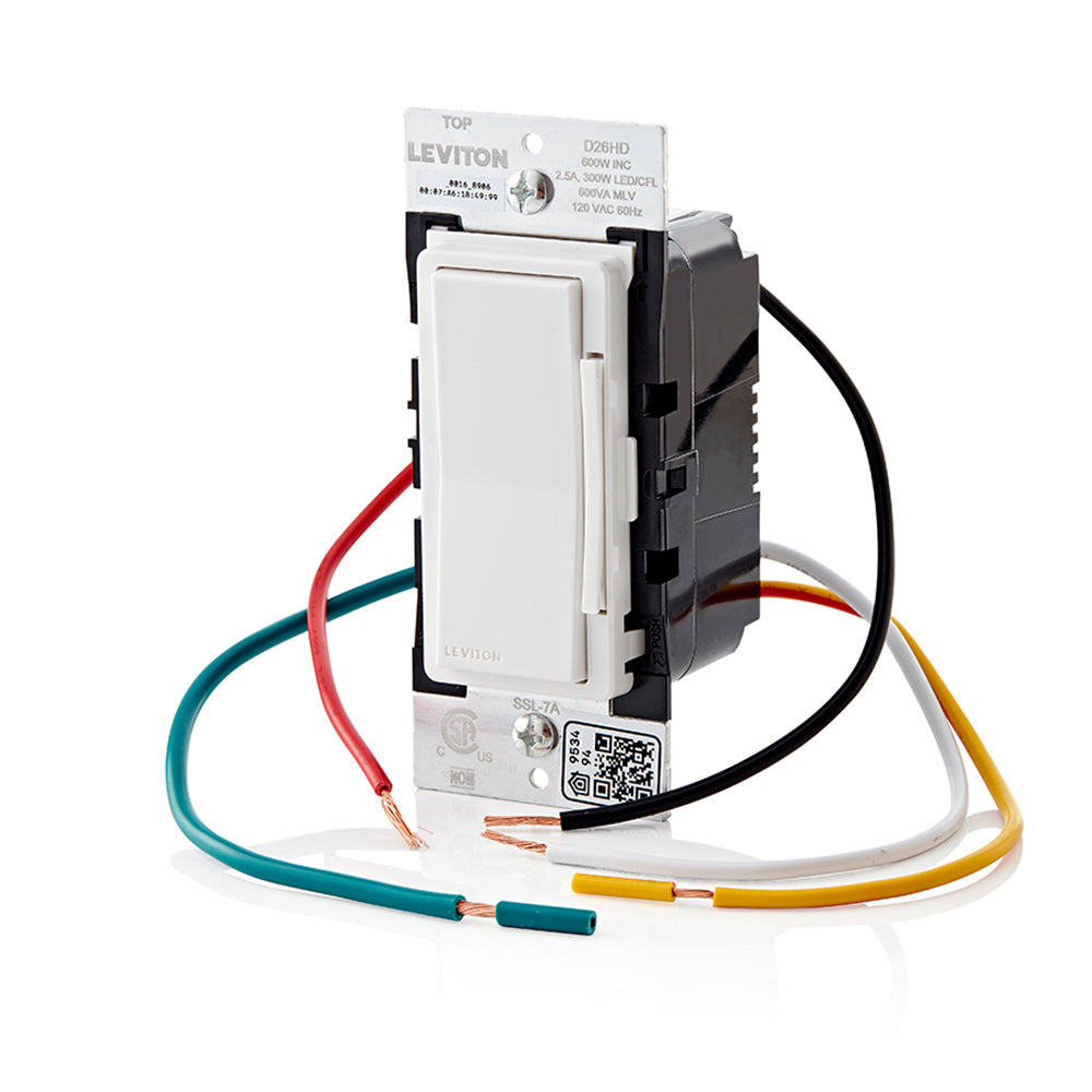 Leviton D26HD-1BW Decora Smart Dimmer Switch, Wi-Fi, Neutral Wire Required