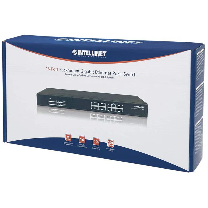 Intellinet 560993 16-Port Gigabit Ethernet PoE+ Switch