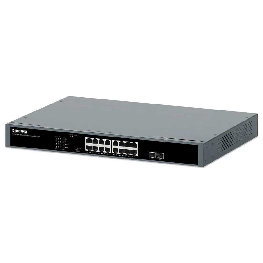 Intellinet 561983 16-Port Gigabit Ethernet PoE+ Switch with 2 SFP Ports