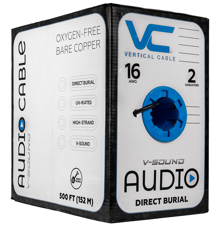 Vertical Cable 209-2315/DB 16/2 Direct Burial Audio Wire, 500ft Box, Black