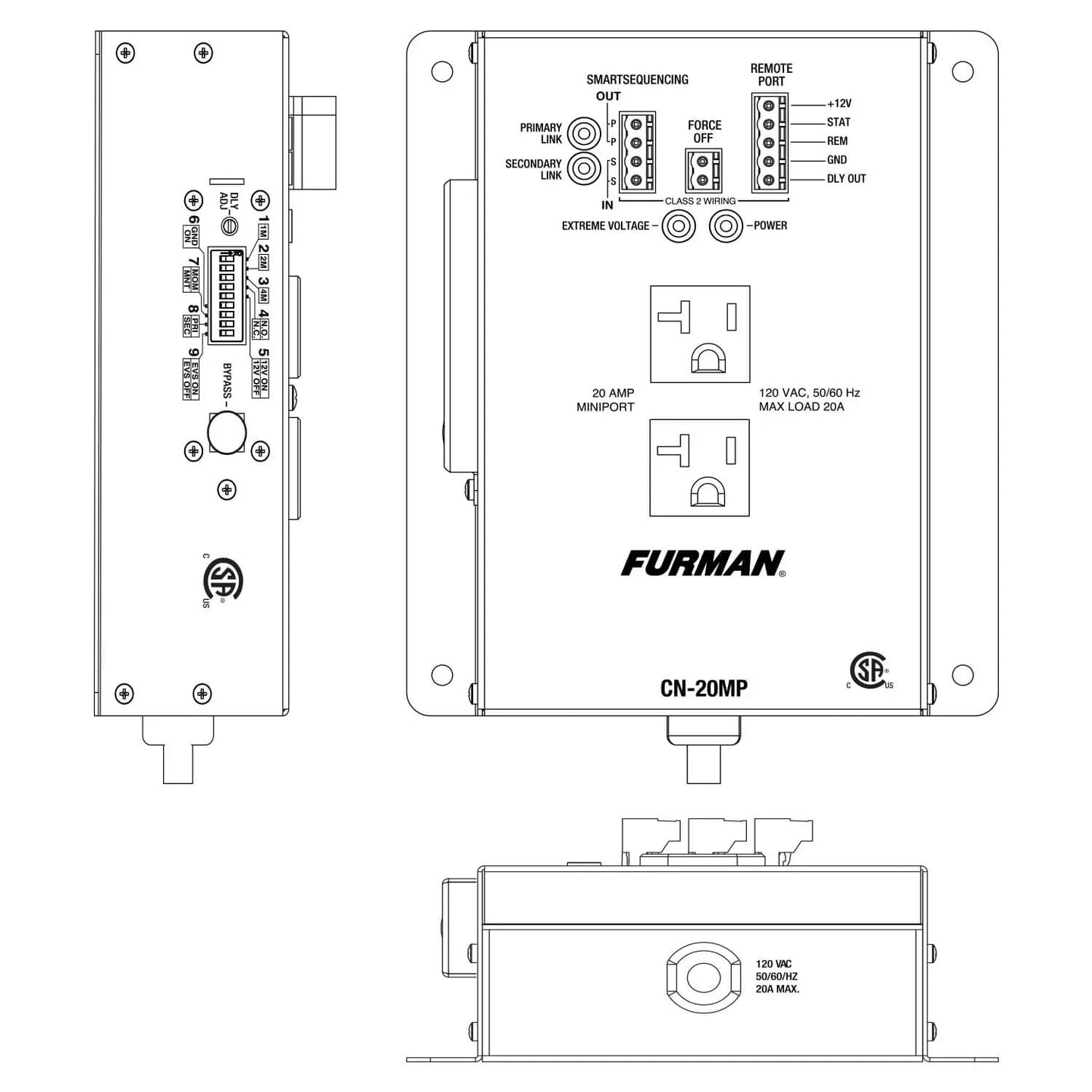 Furman Pro CN-20MP 20A Remote Duplex, EVS, Smart Sequencing, 10Ft Cord