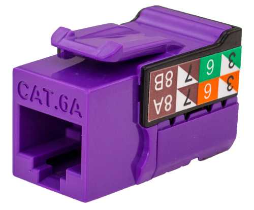 Vertical Cable 353 Series CAT6A Data Grade V-Max Keystone Jacks, Single / 25 Pack