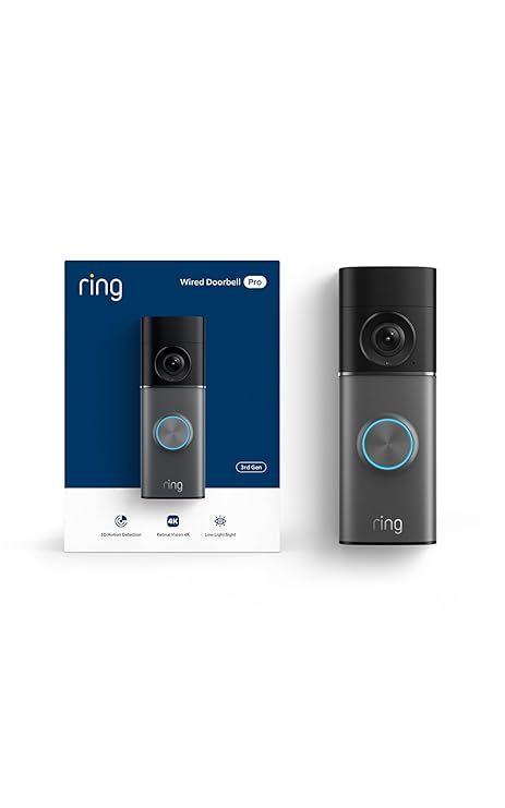 Ring Wired Doorbell Pro, Power over Ethernet — 4K (Newest Model)