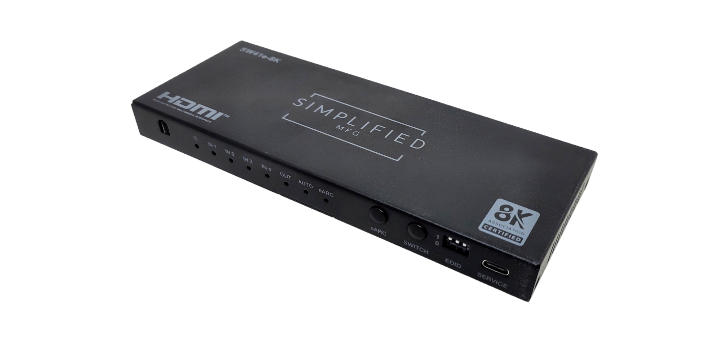 Simplified SW41e-8K 4×1 8K@60 HDMI 2.1 (48gbps) Switch with eARC