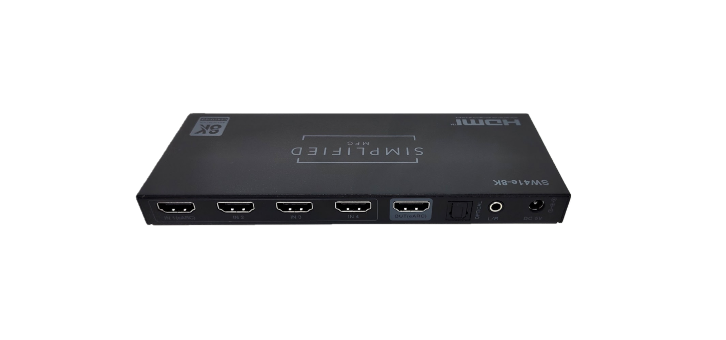 Simplified SW41e-8K 4×1 8K@60 HDMI 2.1 (48gbps) Switch with eARC