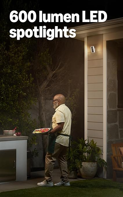 Ring Spotlight Cam Pro, Power over Ethernet (Newest Model), White