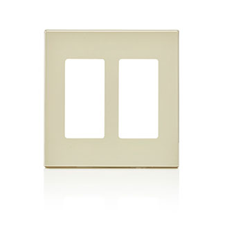 Leviton 80309 2-Gang Decora Plus Screwless Wallplate Polycarbonate