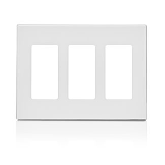 Leviton 80311 3-Gang Decora Plus Screwless Wallplate Polycarbonate