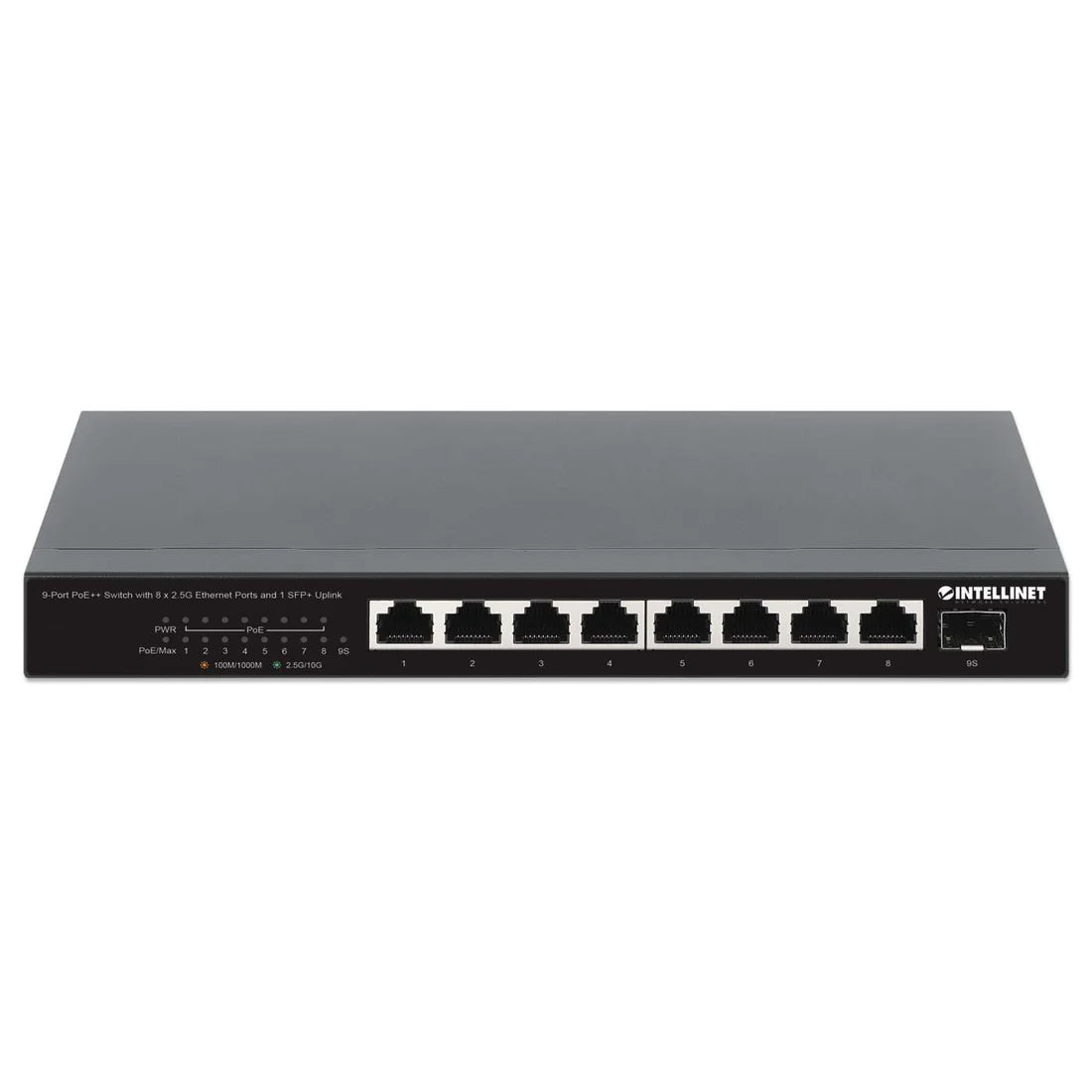 Intellinet 562140 9-Port PoE++ Switch with 8 x 2.5G Ethernet Ports and 1 SFP+ Uplink