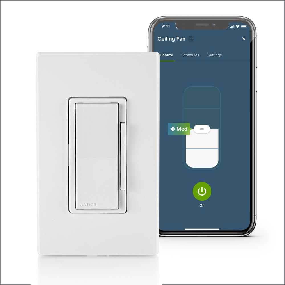 Leviton D24SF-1BW Decora Smart Fan Speed Controller, Wi-Fi, Neutral Wire Required