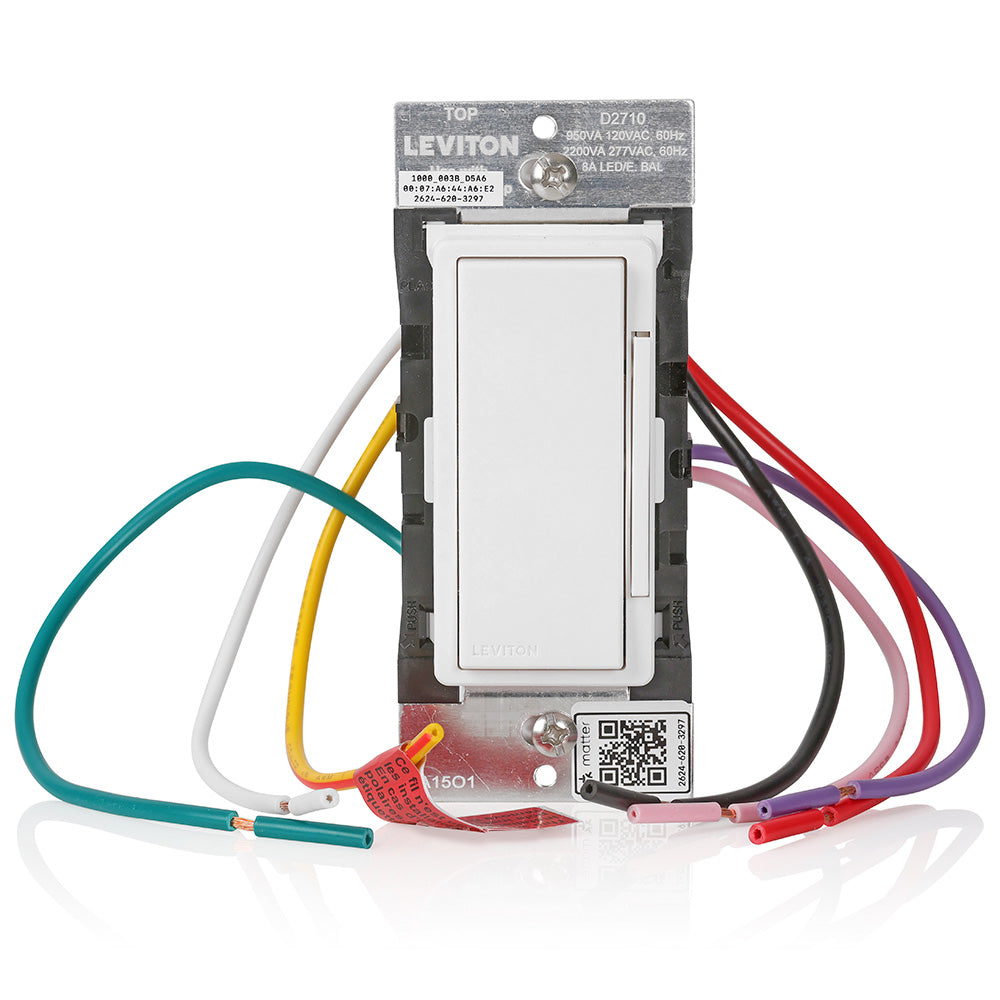 Leviton D2710-1BW Decora Smart 0-10V Dimmer Switch, Wi-Fi, Neutral Wire Required