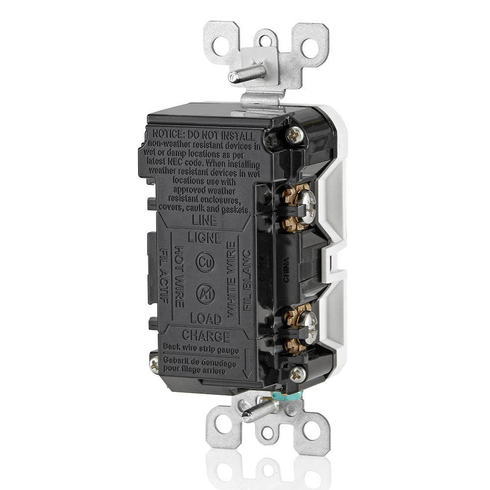 Leviton D2GF1-KW 15 Amp, Self Test, Tamper-Resistant Smart GFCI Outlet with LED Indicator Light