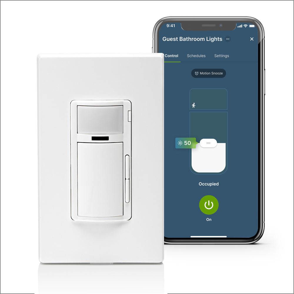 Leviton D2MSD-1BW Decora Smart Motion Sensing Dimmer Switch, Wi-Fi, Neutral Wire Required