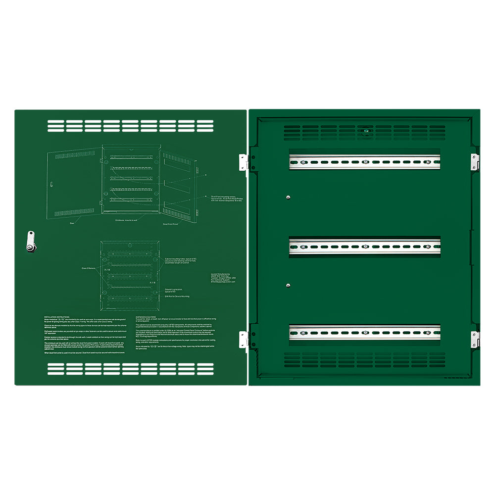 Leviton DINRK-A03 DIN Rail Rack Mount Enclosure, Medium, 21” x 25” with (3) 13.7” (35cm) rails