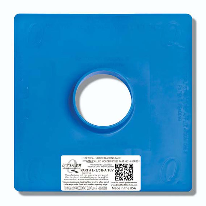 QuickFlash E-3/0 B-A Electrical 3/0 Box Flashing Panel For Allied Moulded Boxes ONLY