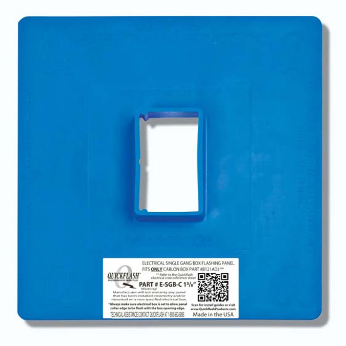QuickFlash E-SGB-C Electrical Single Gang Flashing Panel For  Carlon Boxes Boxes ONLY