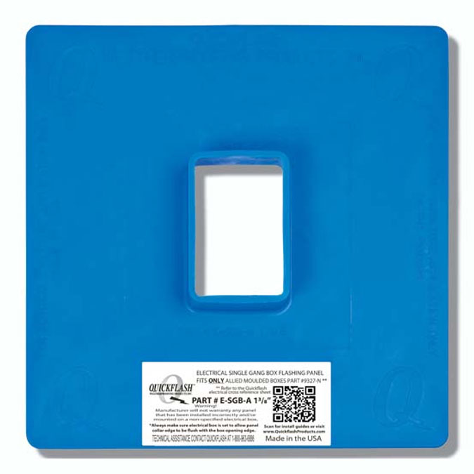 QuickFlash E-SGB-A Electrical Single Gang Flashing Panel For Allied Moulded Boxes ONLY
