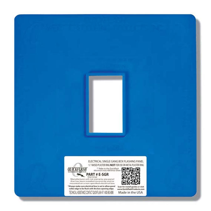 QuickFlash E-SGR Electrical Single Gang 1/2" Raised Plaster Ring Cover Flashing Panel (for "P" or "Mud" Ring App.)