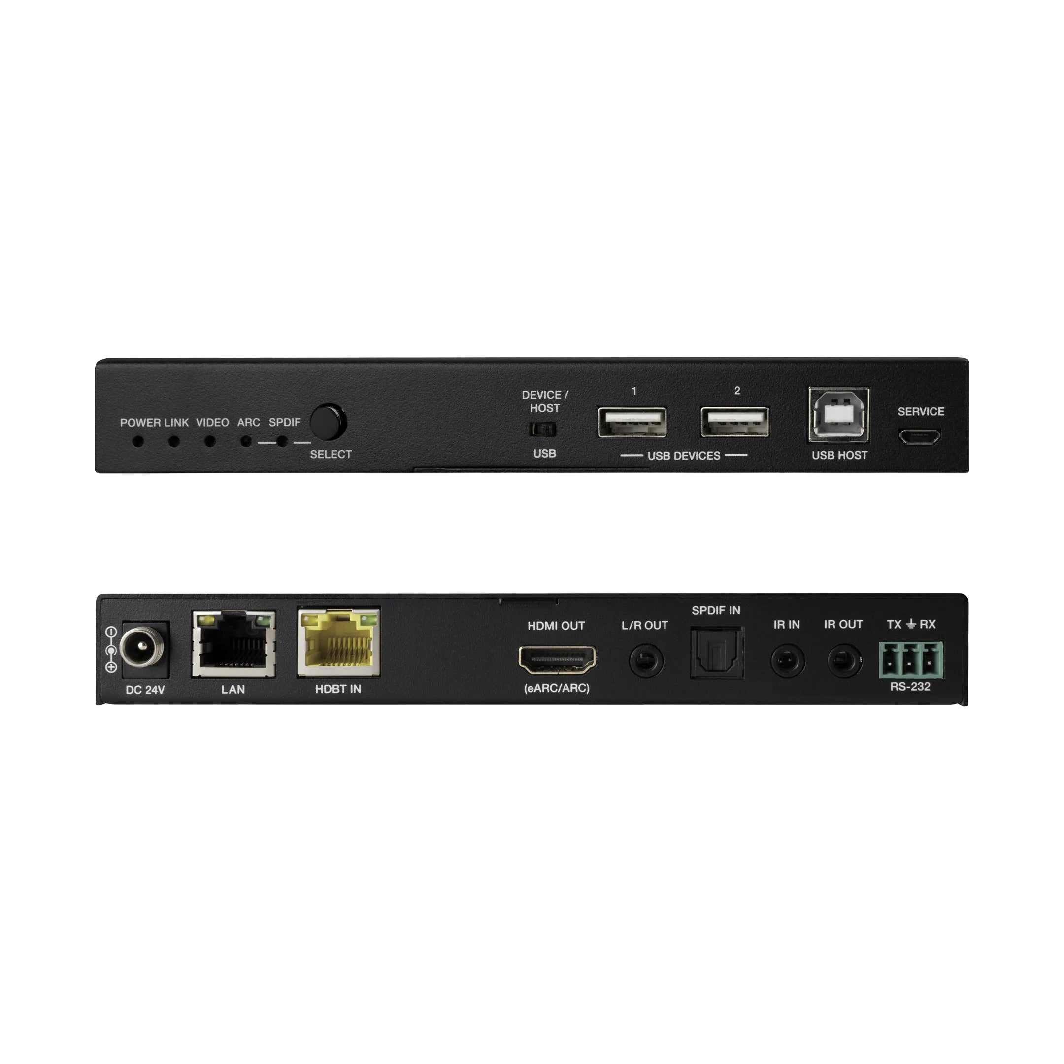 Evolution HDBaseT 3.0 Extender Uncompressed 4K/60Hz HDR, HDR10, HDR10+, Dolby Vision, HLG pass through, HDCP 2.2 with eARC, KVM (USB 2.0), and Ethernet (1G)
