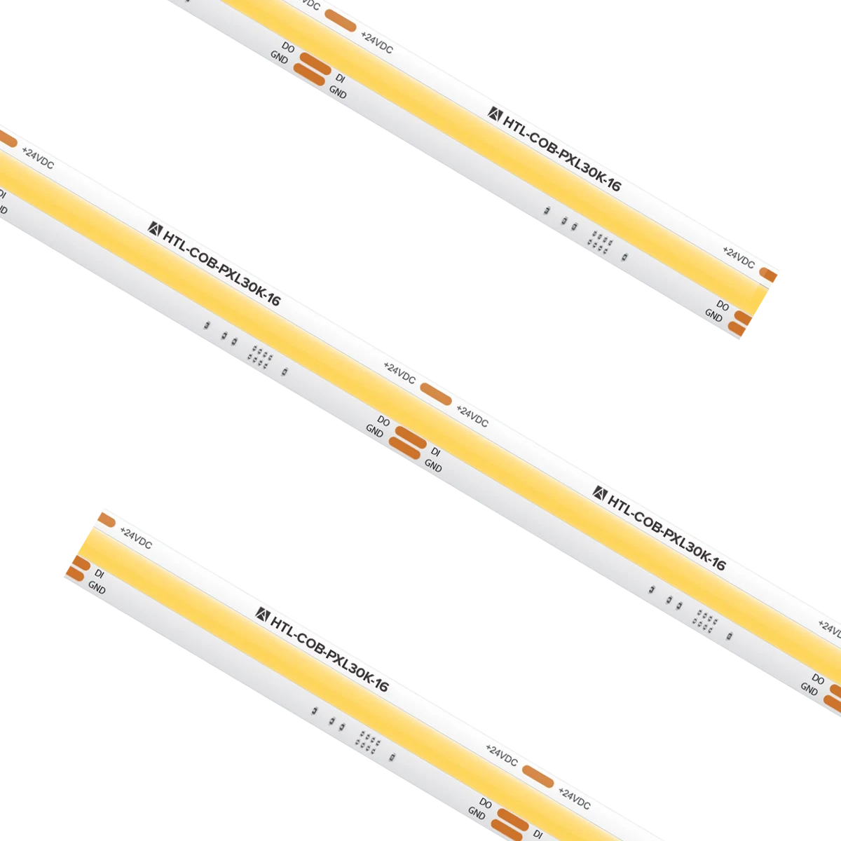 Proluxe PLX-HTLCOB54-PXL30K-24V-16 COB TAPE PIXEL WHITE 3000K SPI, 24VDC. IP54. 420 LEDS/M. 3W/FT. 280 LM/FT. CRI90+. 12MM WIDTH. 3.94" CUT INCREMENT. 90 LM/W. 5M MAX RUN