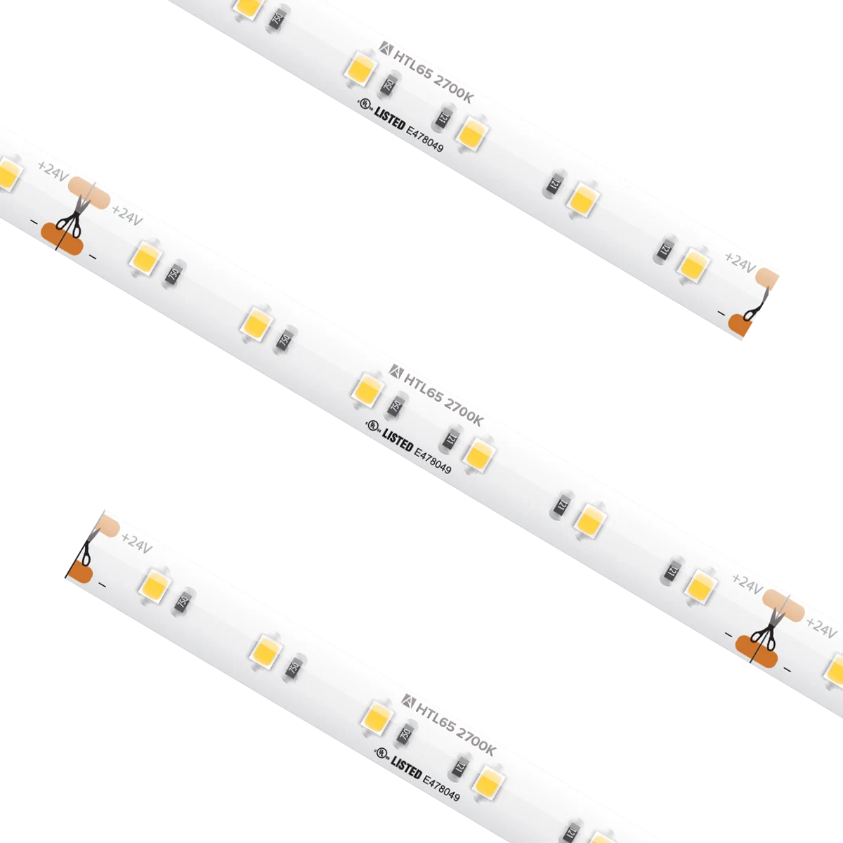 Proluxe PLX-HTL65-27K-24V-16 HIGH GRADE TAPE IP65,24V,2700K,16.4FT RL W/3 CONKITS,4.4W/FT,W/FCTRY ATTACHED 3FT LEAD WIRE