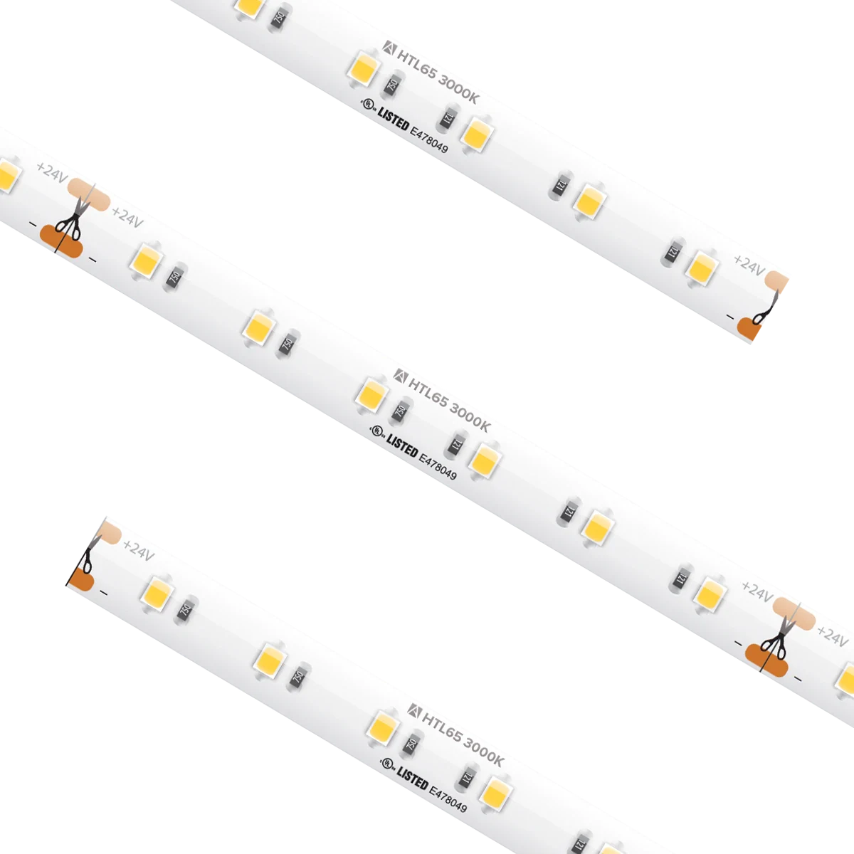Proluxe PLX-HTL65-30K-24V-16 HIGH GRADE TAPE IP65,24V,3000K,16.4FT RL W/3 CONKITS,4.4W/FT,W/FCTRY ATTACHED 3FT LEAD WIRE