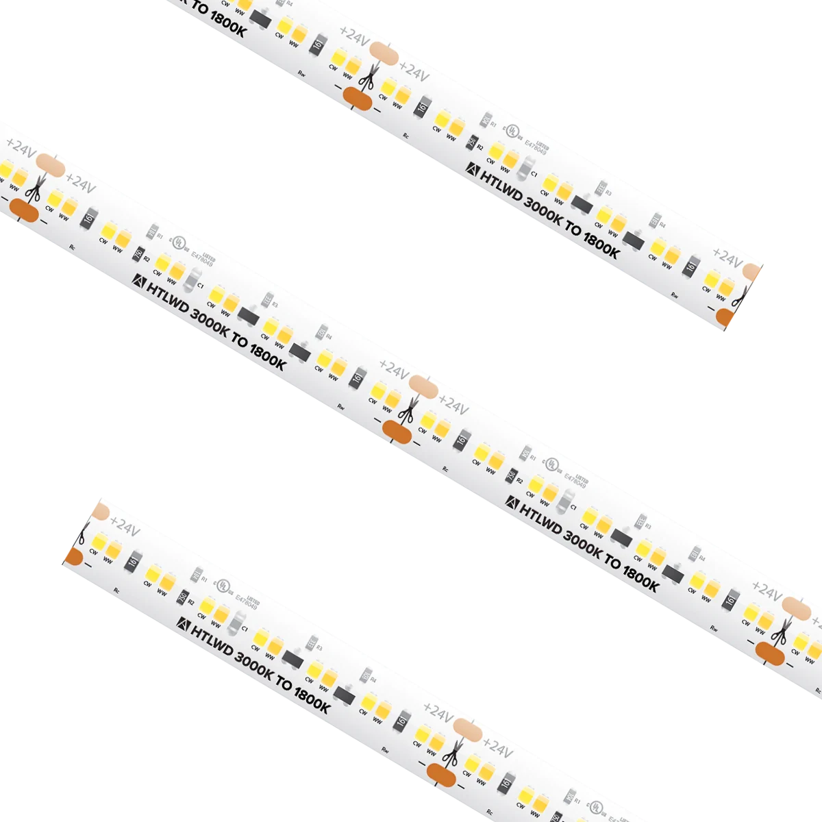 Proluxe PLX-HTLWD54-3018-24V-CC CUSTOM CUT HIGH OUTPUT HIGH DENSITY WARM TO DIM TAPE LIGHT VIA TRIAC/ELV/CL 1800K (5%) - 3000K (100%) RANGE 3.5W/FT, 335LM/FT