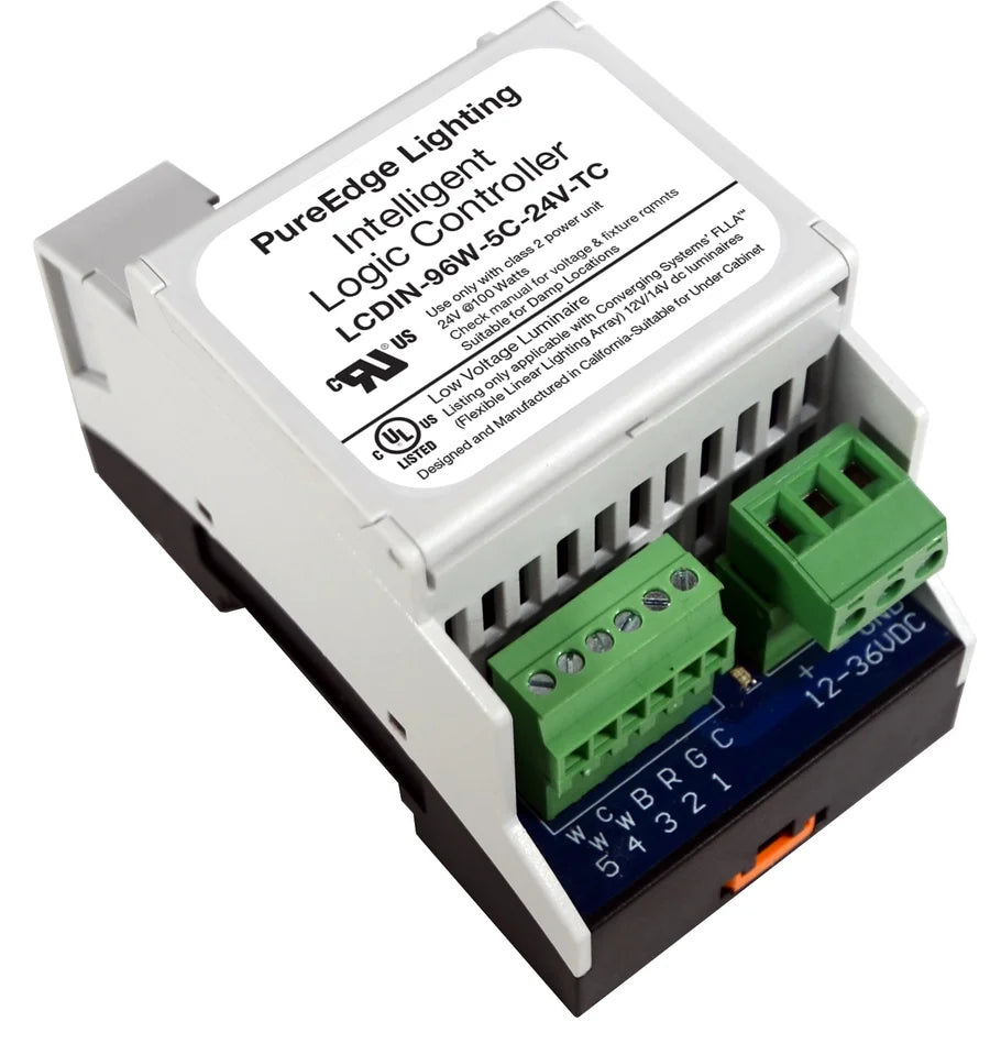 PureEdge LCDIN-96W-5C-24V-TC Intelligent Logic Controller DIN Rail 5-Channel Logic Controller
