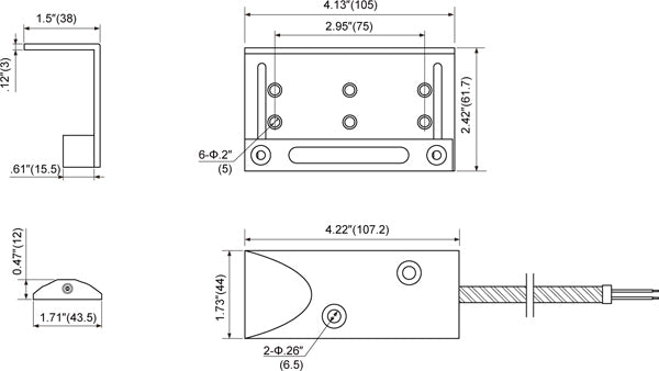 Tane Overhead with 10 way adjustable L-Bracket & 18" armored cable pinned and glued into contact MET - 44WG - 18