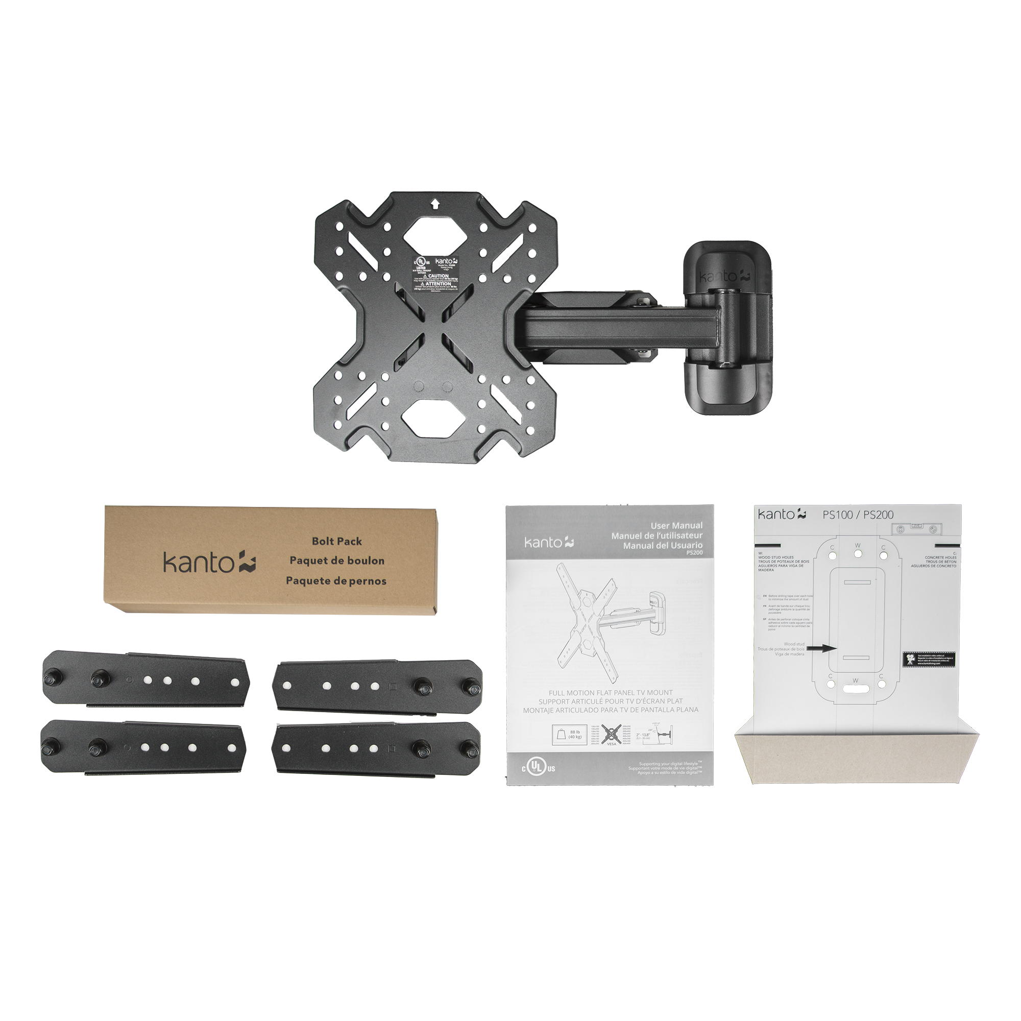 Kanto Installer Series RCAS160 Single Stud Full Motion TV Wall Mount for 32" to 65" TVs