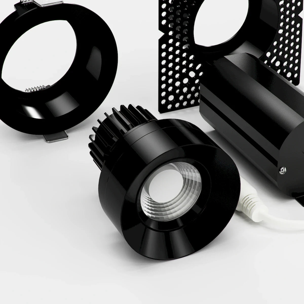 Proluxe PLX-RHYM-DLR-GIM-12-36-5CCT-3-BK EYEBALL GIMBAL W/ TIR LENS, 3" ROUND SEAMLESS MODULE W/ MUD-RING & TRIM-RING, 12W, 36degree BEAM ANGLE, BLACK FINISH, 5CCT (2700K/3000K/3500K/4000K/5000K)