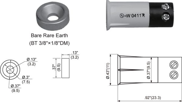 Tane Recess terminal connect  with Donut Magnet STB - 3/8 TC DM