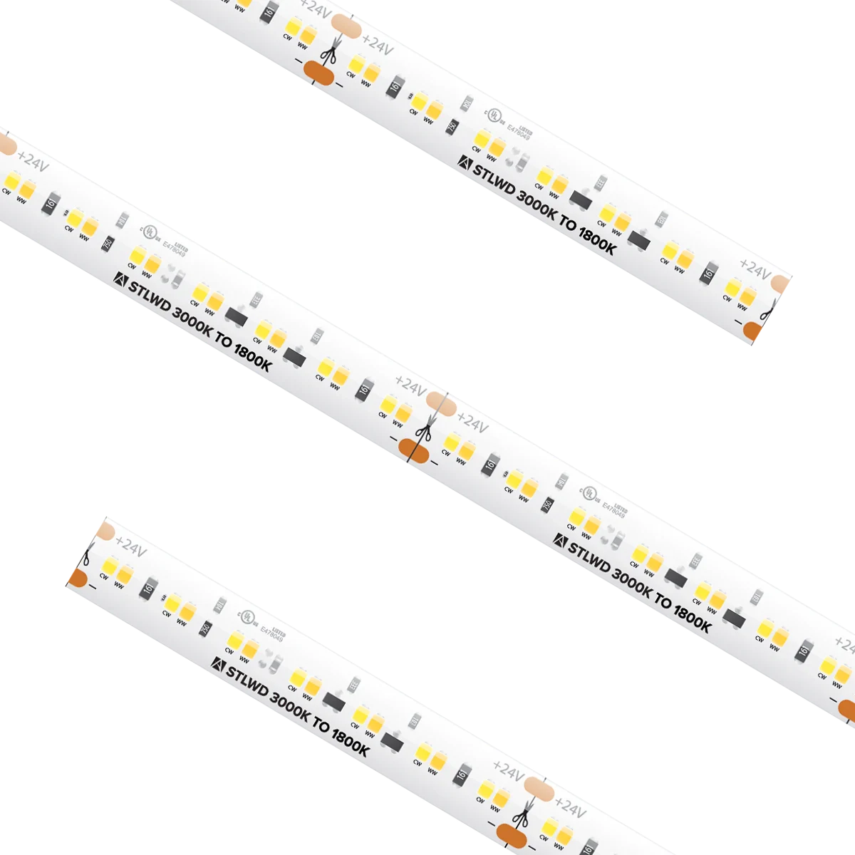 Proluxe PLX-STLWD54-3018-24V-CC CUSTOM CUT STANDARD GRADE HIGH DENSITY WARM TO DIM TAPE LIGHT VIA TRIAC/ELV/CL 1800K (5%)-3000K (100%) RANGE, 2.93W/FT, 262LM/FT
