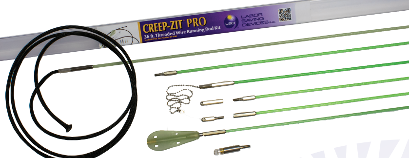 Labor Saving Device Creep-Zit Rod Kit with Bullnose, Male & Female Ends, & Spares