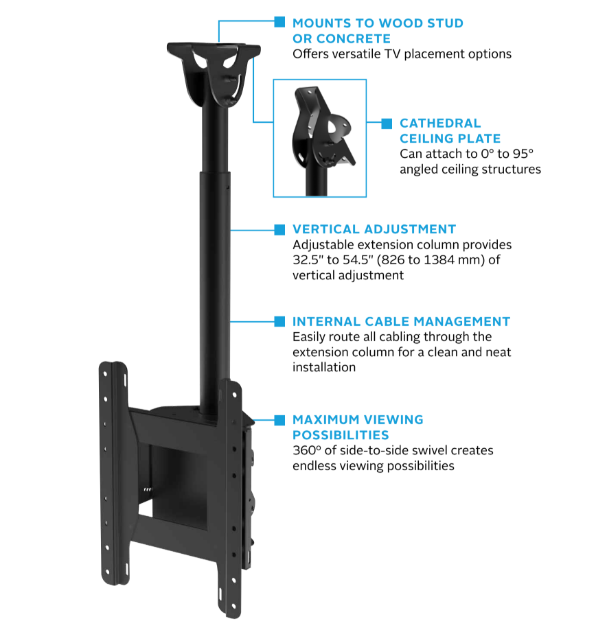 Peerless OCMUA Neptune Outdoor Adjustable Ceiling Mount - 43-75" Displays