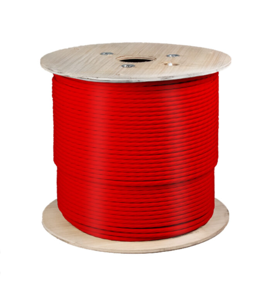 Vertical Cable 064-207/A/RD CAT 6A 10GS, UTP, RISER RATED (CMR) ETL 1000FT RED, 23 AWG WOODEN SPOOL
