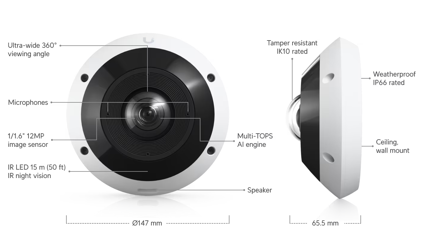 Ubiquiti G6 Pro 360 12 Megapixel Network Camera - Color - Fisheye