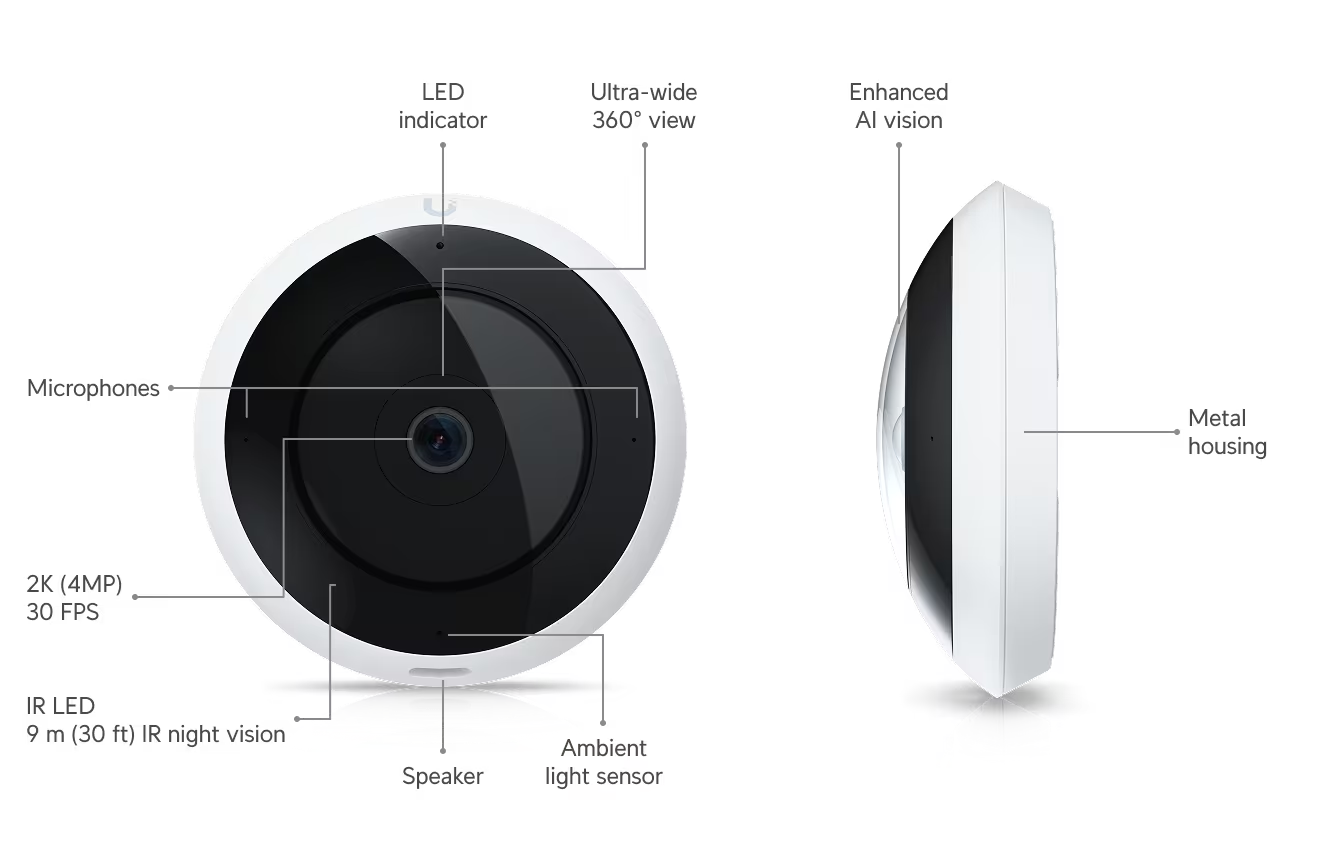 Ubiquiti UVC-AI-360 Indoor/outdoor 2K PoE camera with pan-tilt-zoom