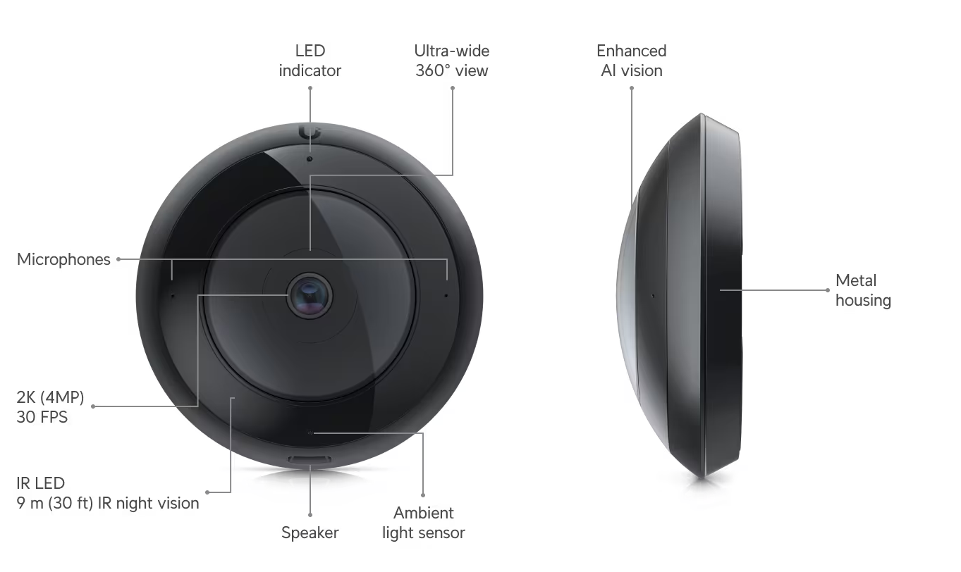 Ubiquiti UVC-AI-360 Indoor/outdoor 2K PoE camera with pan-tilt-zoom