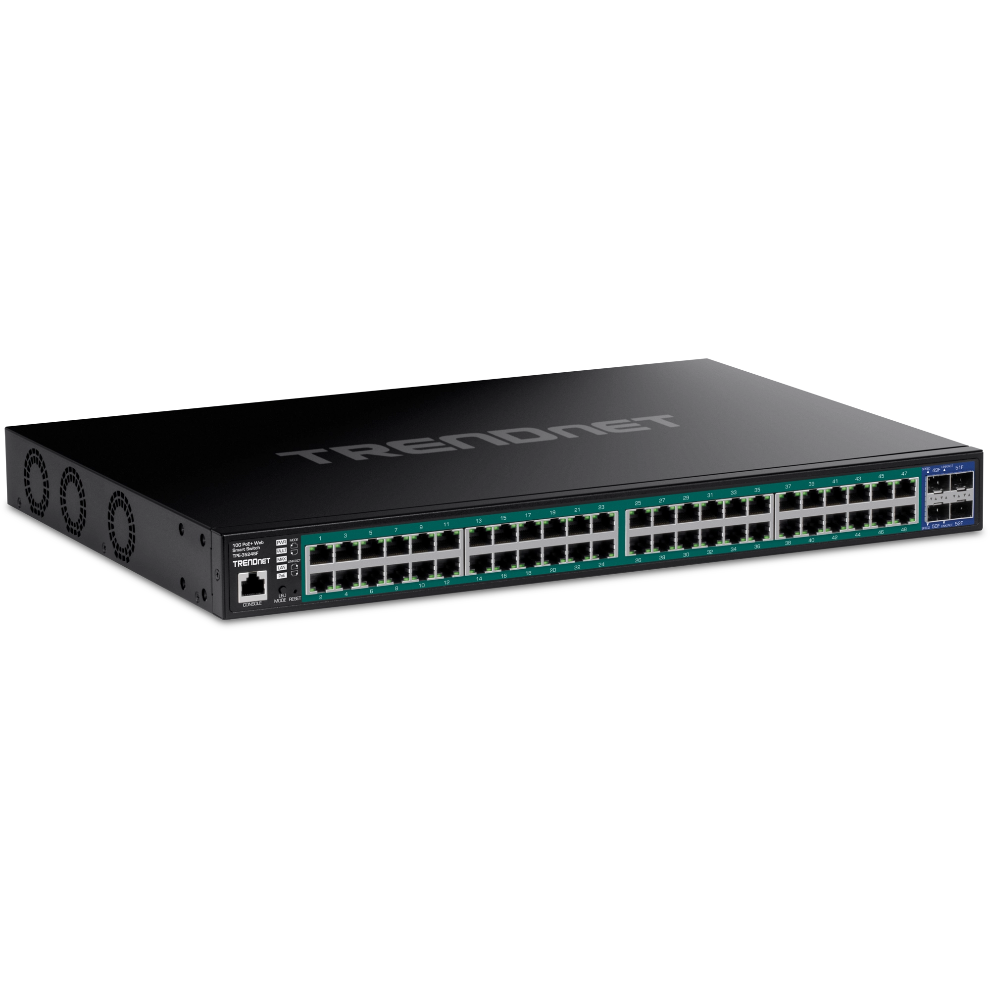 TRENDnet TPE-3524SF 52-Port Gigabit Web Smart 740W PoE+ Switch with 10G SFP+ Slots