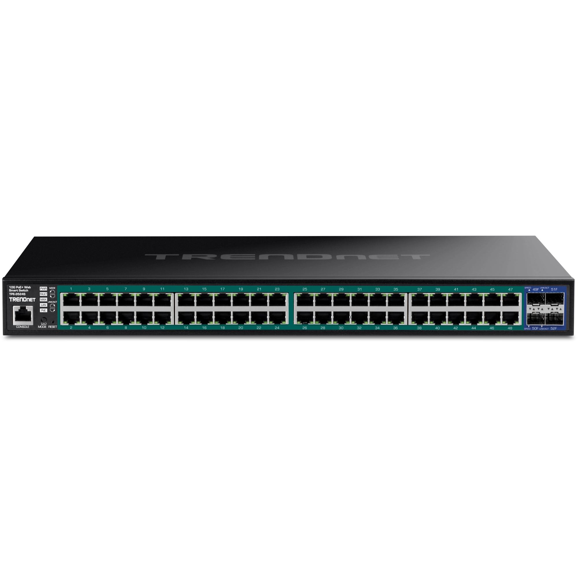TRENDnet TPE-3524S 52-Port Gigabit Web Smart PoE+ Switch with 10G SFP+ Slots