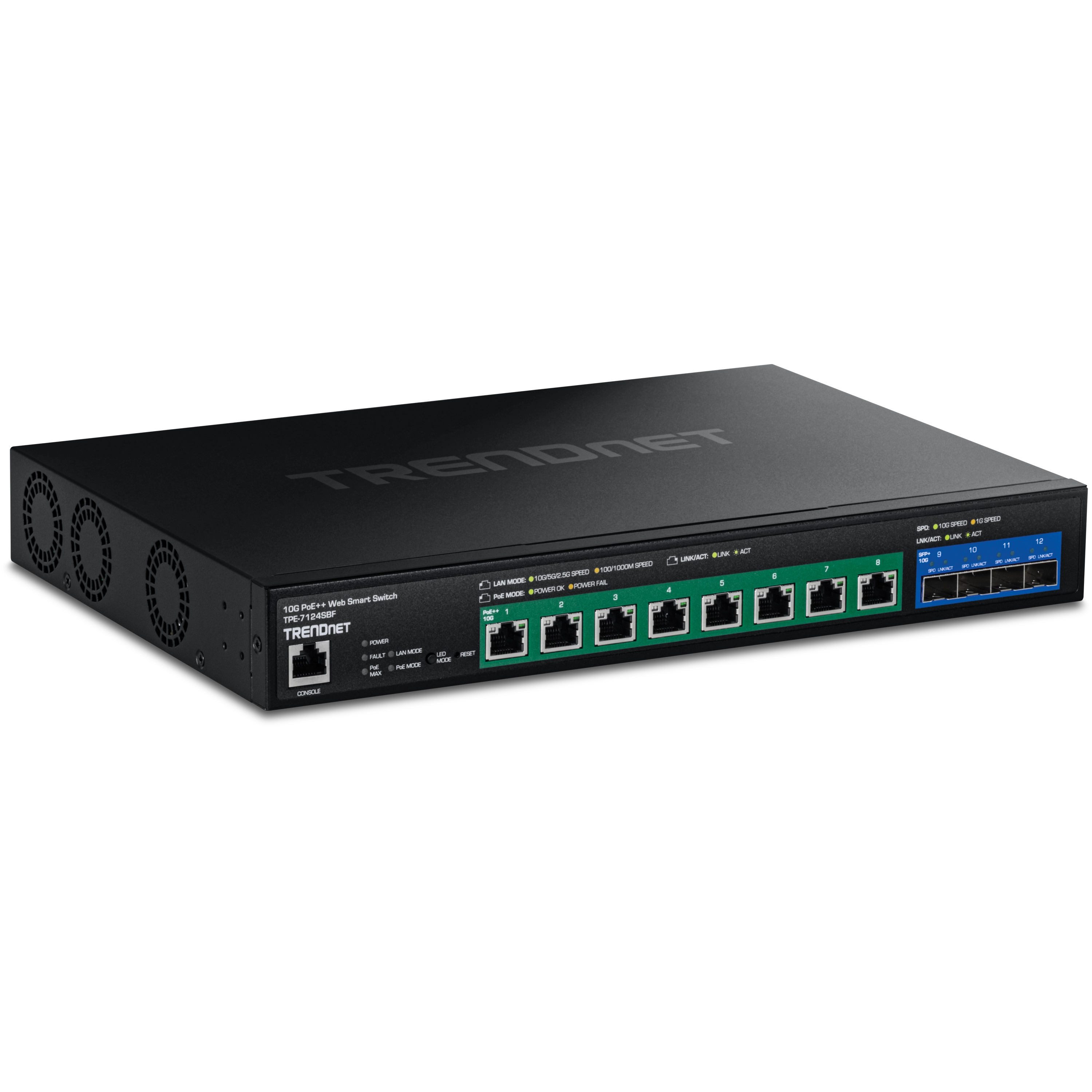 TRENDnet TPE-7124SBF 12-Port 10G PoE++ Web Smart Switch (720W)