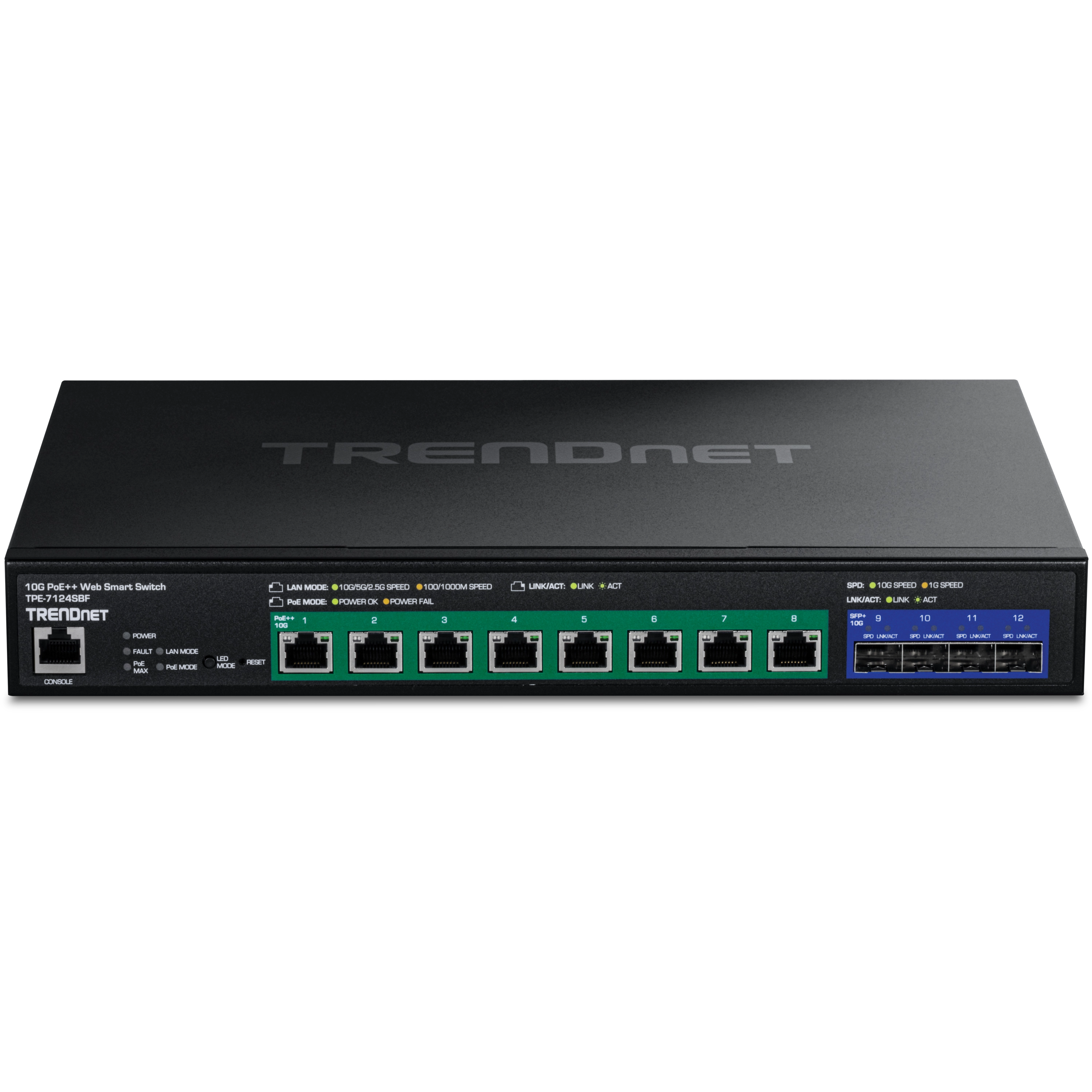 TRENDnet TPE-7124SBF 12-Port 10G PoE++ Web Smart Switch (720W)