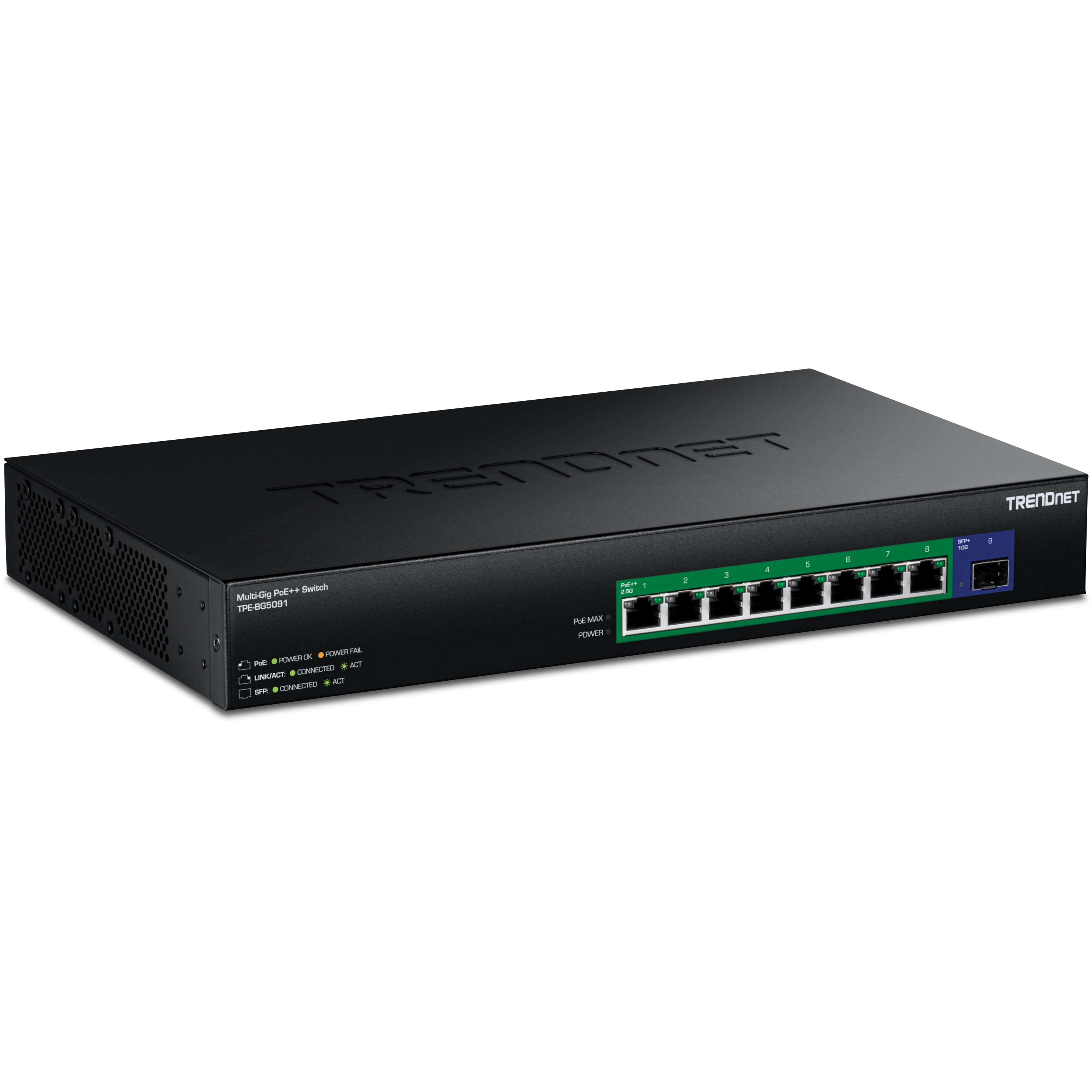 TRENDnet TPE-BG5091 9-Port 2.5G GaN Power PoE++ Switch with 10G SFP+ Port (480W)