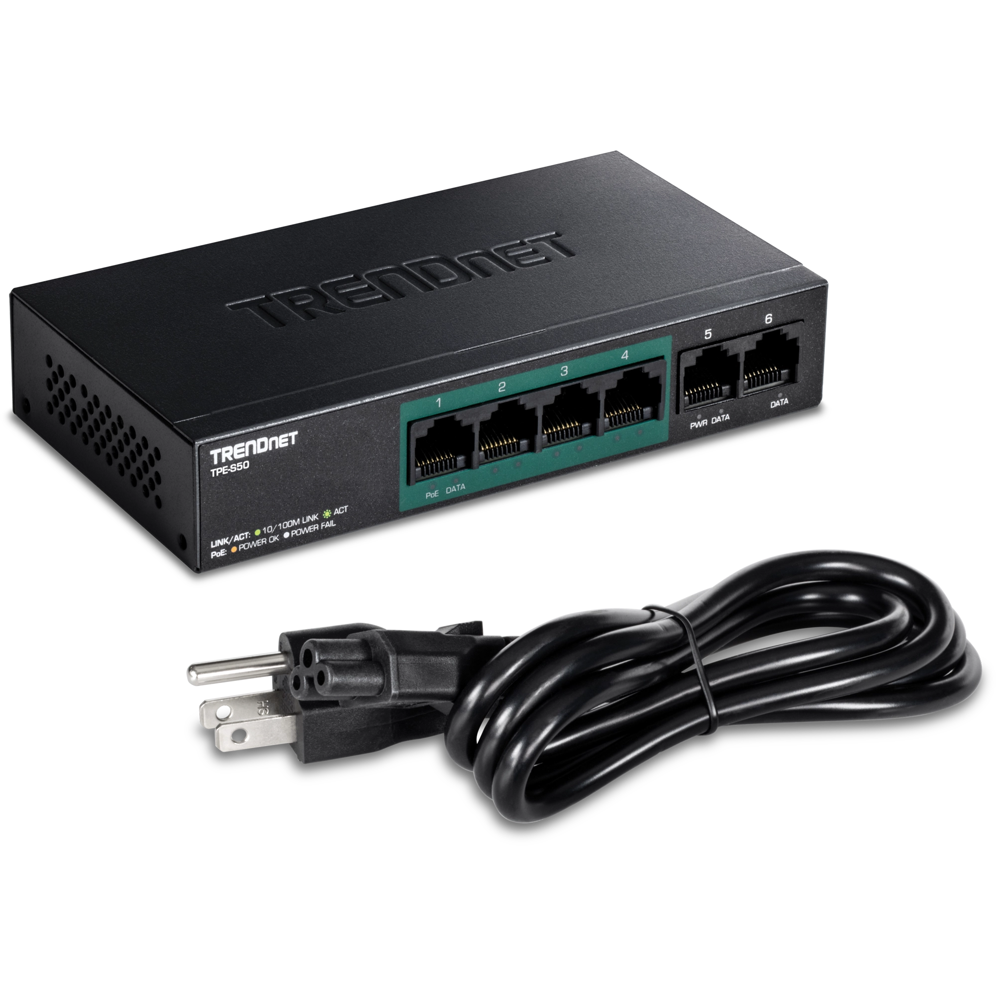 TRENDnet TPE-S50 6-Port Fast Ethernet PoE+ Switch