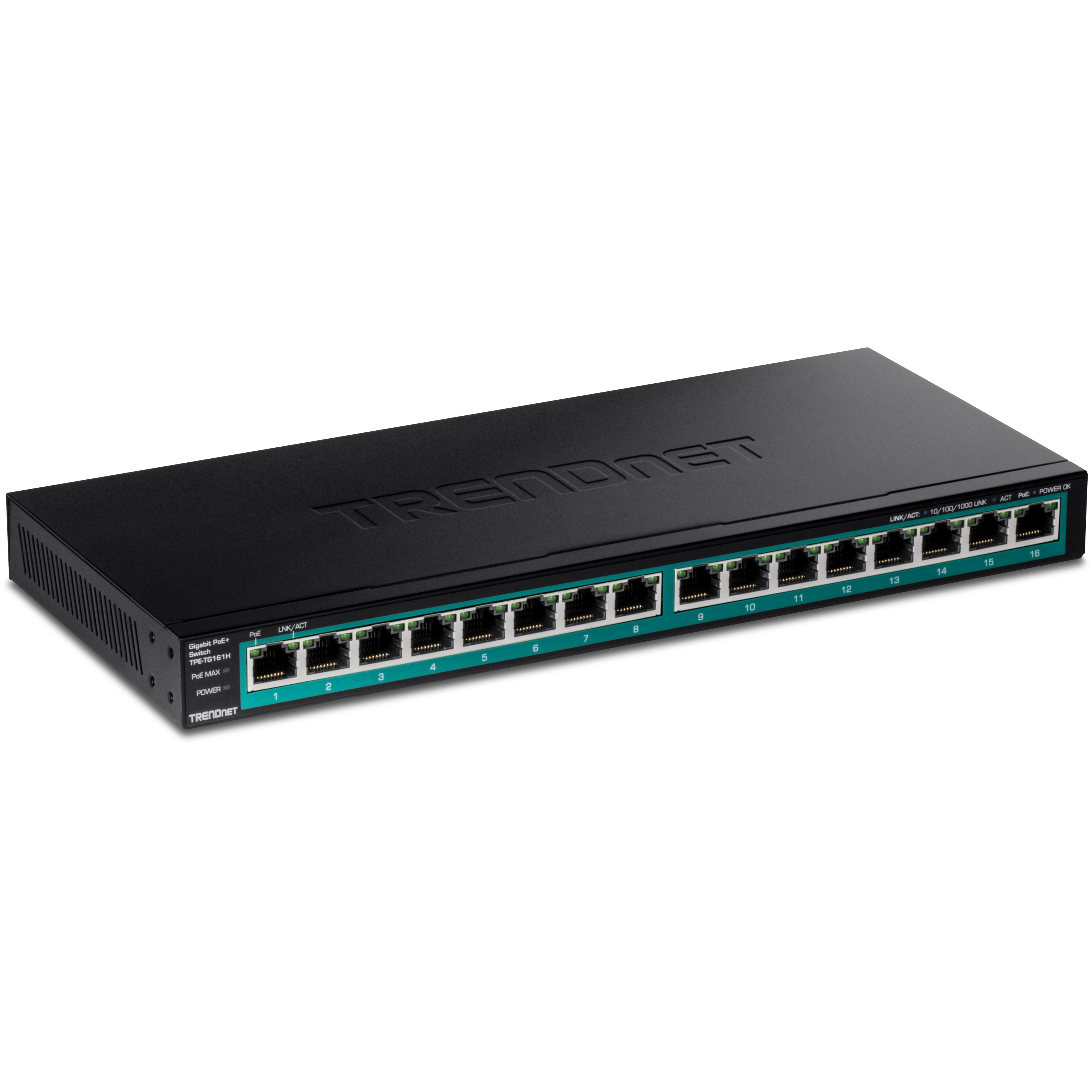 TRENDnet TPE-TG161H 16-Port Gigabit PoE+ Switch, 120W PoE Budget