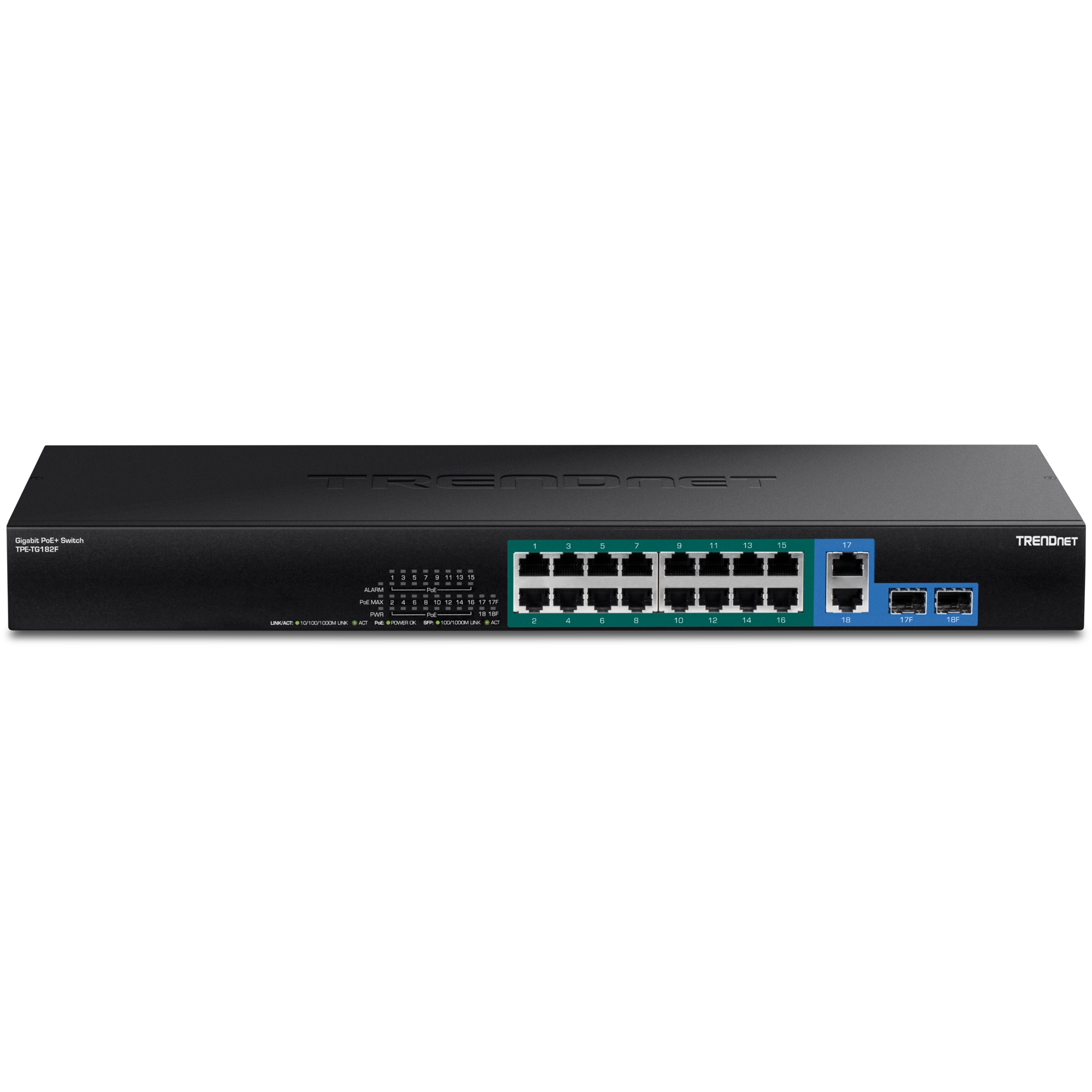 TRENDnet TPE-TG182F 18-Port Gigabit High-Power PoE+ Switch, 440W PoE Budget